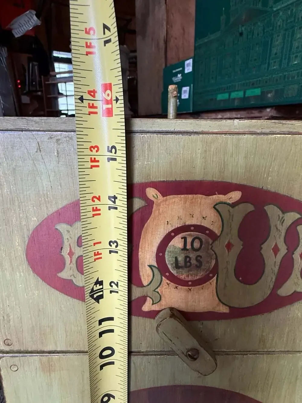 Vintage Wooden Flour Dispenser 10 Lbs Hand Painted Folk Art